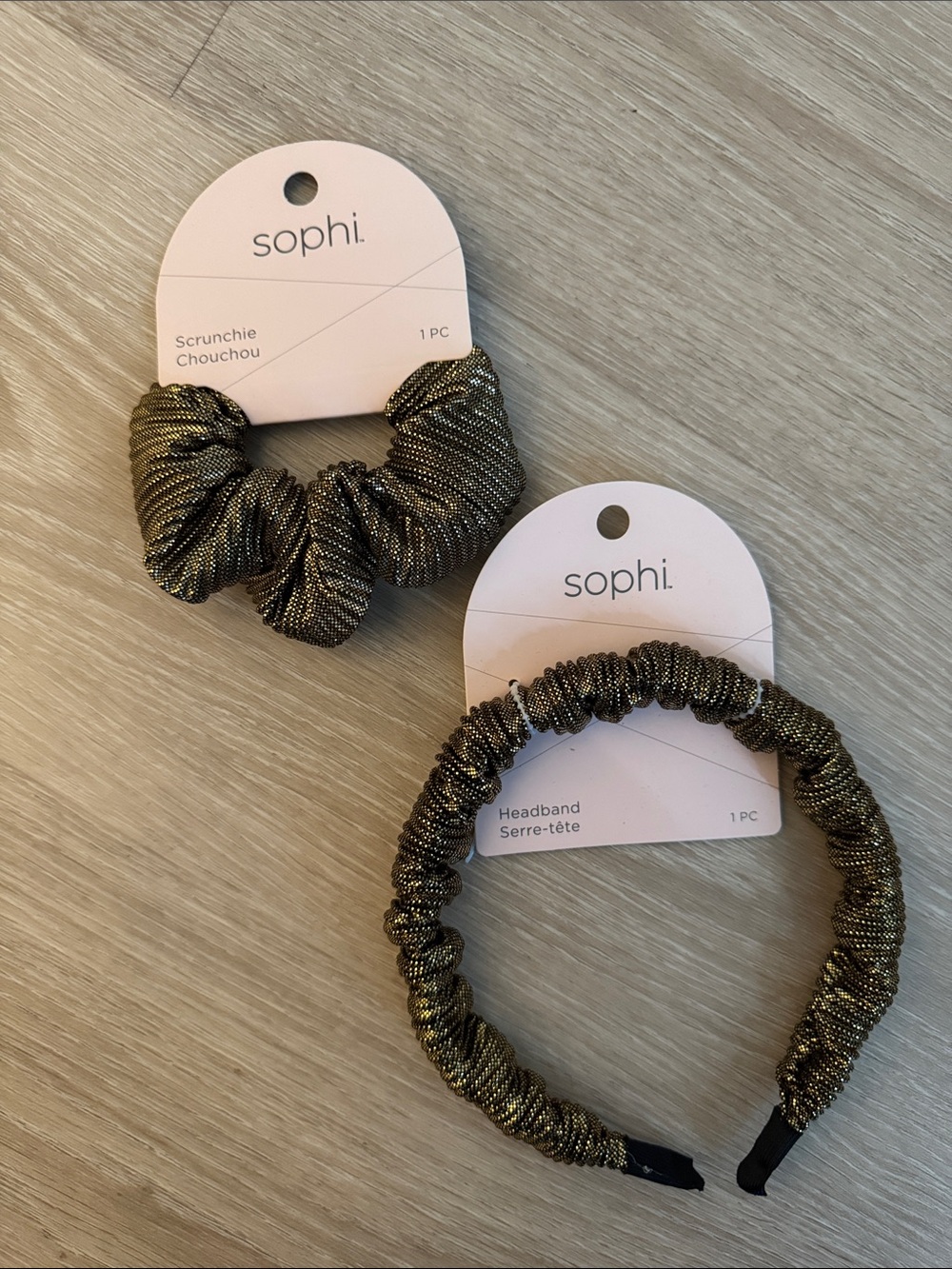 Sophi Metallic Gold & Black Scrunchie + Headband Set NEW 🏷️